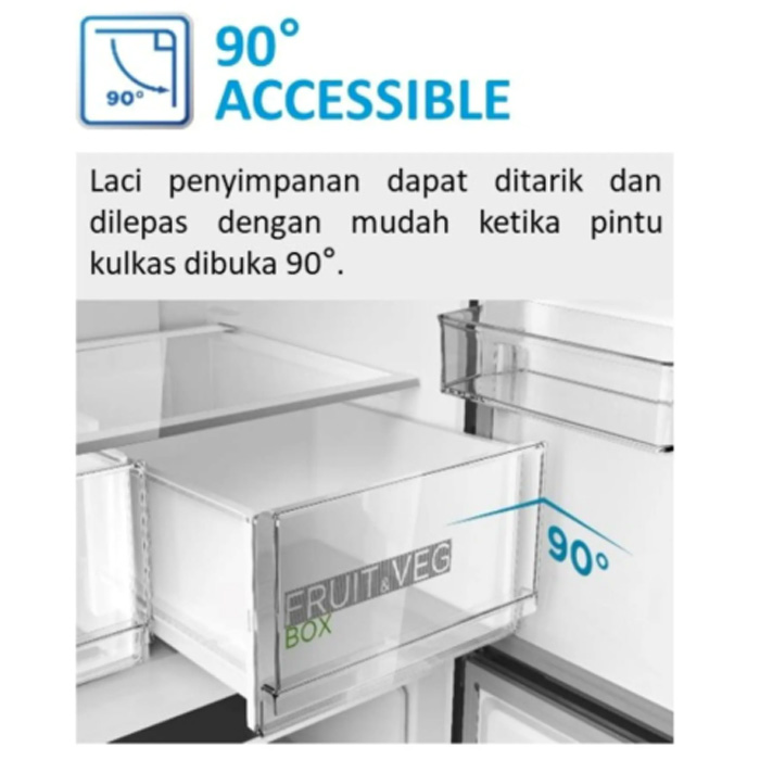 Midea Kulkas Side By Side 548 Liter Inverter Quattro Silver - MDRS 710 FGF02ID | MDRS-710-FGF02ID